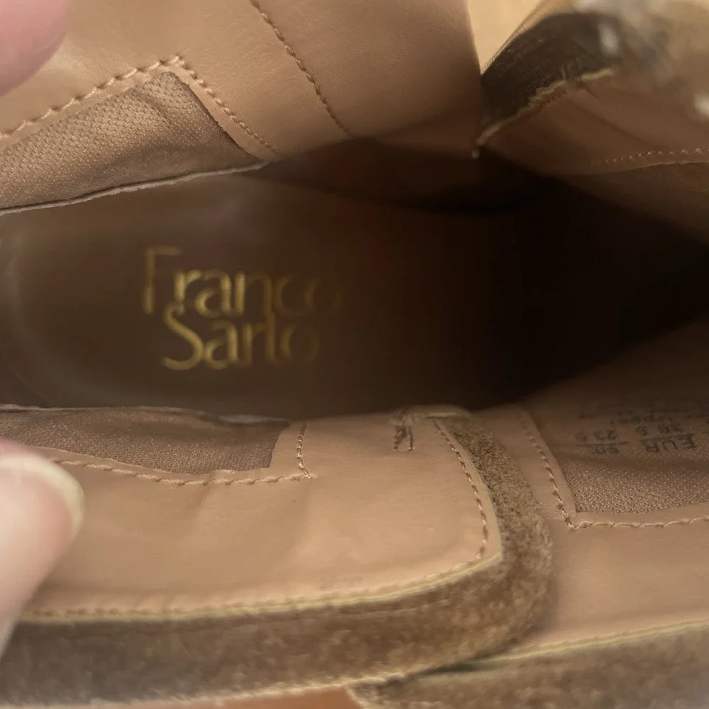 New Franco Sarto Suede Dorinda Ankle Boot Booties Cognac Brown Heel 2.5